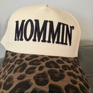 MOMMIN' Leopard Print Trucker Hat - Cream & Brown